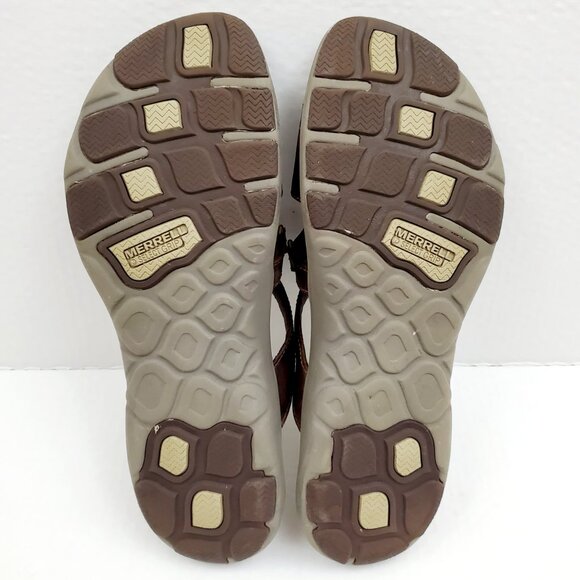 MERRELL Womens Size 10 Bracken Sway Brown Leather Slip On Slide Walking Sandals - Picture 12 of 12